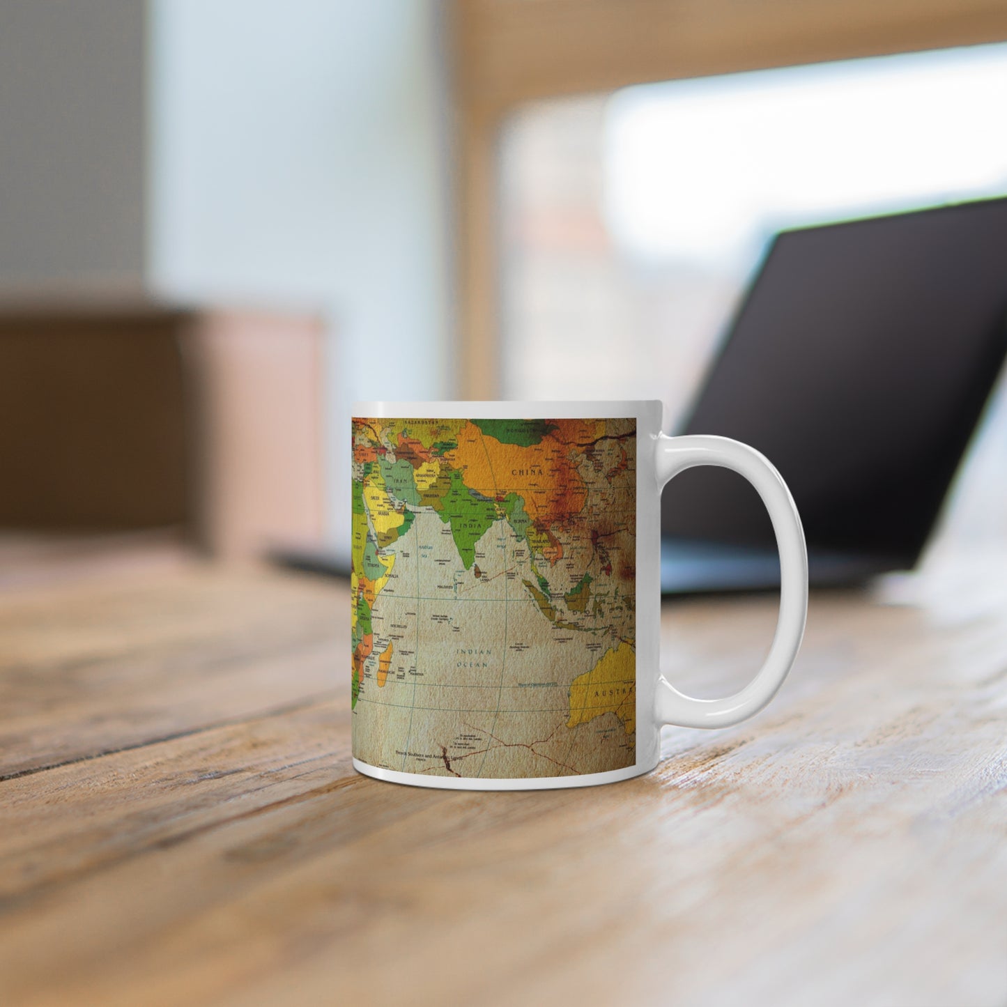 Vintage World Map Mug Antique Style Geography Coffee Mug