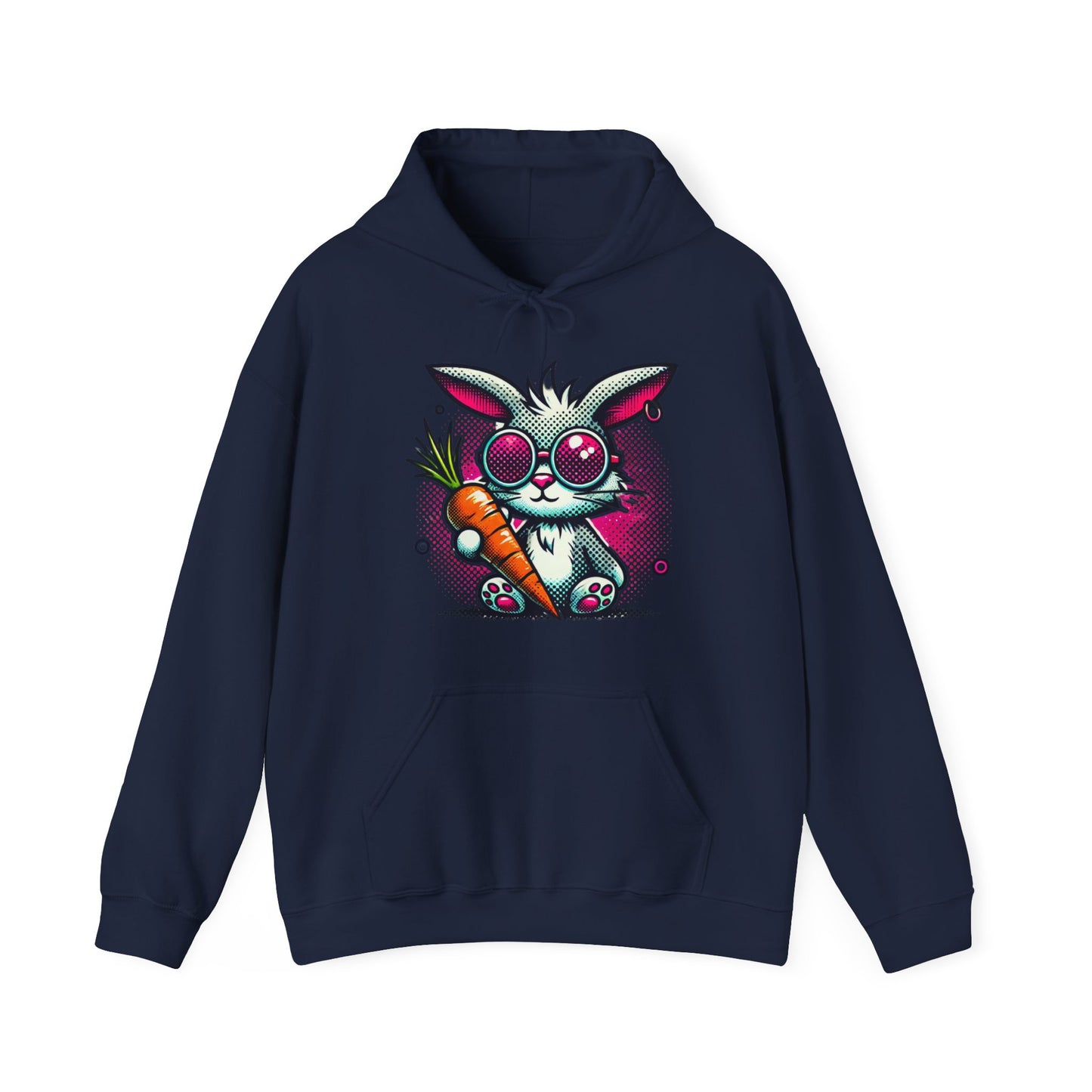 Bunny With Carrot Hoodie – Cute Neon Bunny Graphic Sweatshirt