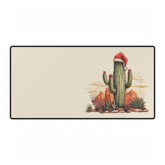 Cactus Santa Desk Mat — Festive Southwestern Mousepad Desk Pad