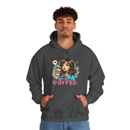 Coffee Girl Hoodie — "But First, Coffee" Retro Graphic Hoodie