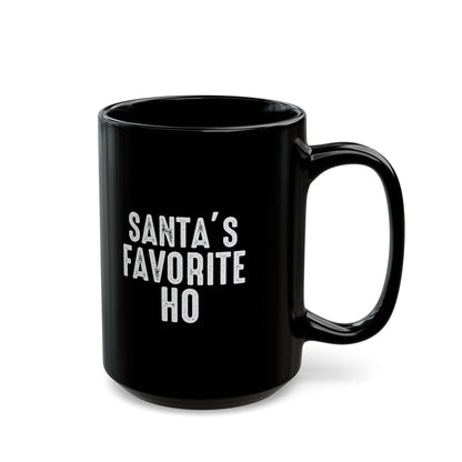 Santa’s Favorite Ho Black Mug — Funny Christmas Coffee Cup (11oz & 15oz)