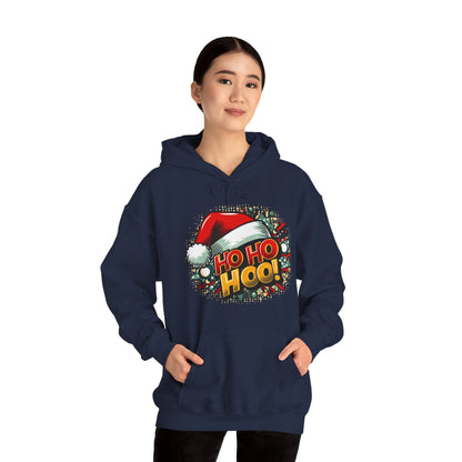 Ho Ho Hoo! Christmas Comic Hoodie — Santa Hat Pop Art Sweatshirt