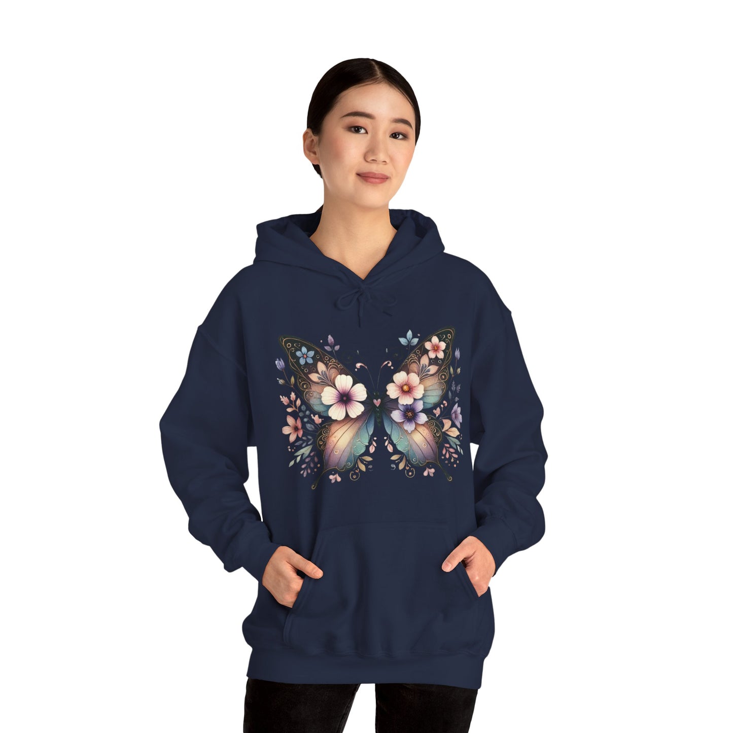 Butterfly Floral Hoodie — Women's Boho Butterfly Sweatshirt
