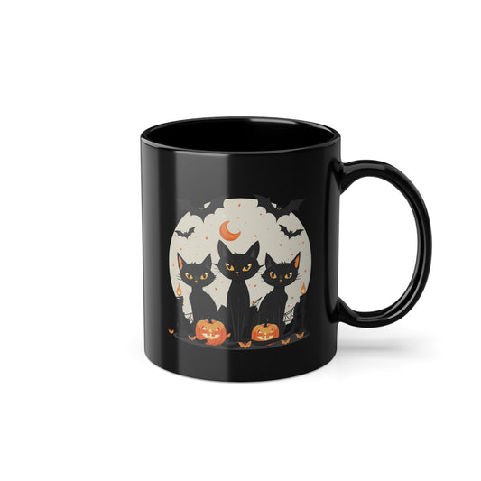 Halloween Black Cat Mug – Spooky Pumpkin Design