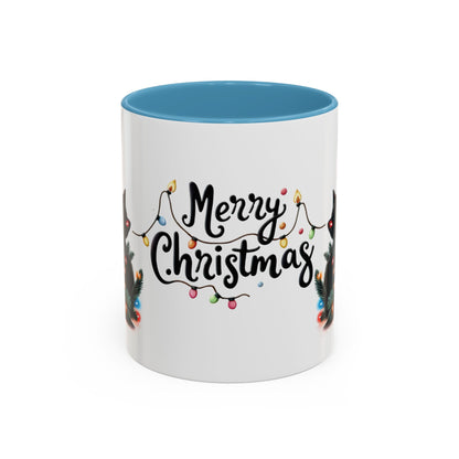 Cute Black Cat Christmas Lights Mug – Festive Holiday Coffee Cup Gift