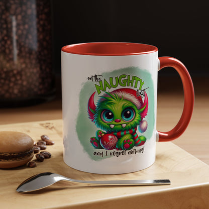 Naughty List Christmas Mug – Cute Monster Holiday Coffee Cup, Funny Xmas Gift (11oz/15oz)