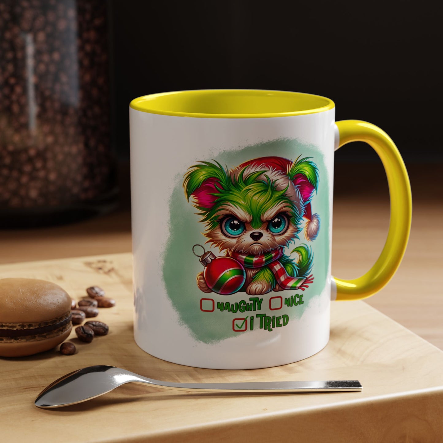 Christmas Bear Accent Coffee Mug — Cute Naughty or Nice Holiday 11/15oz