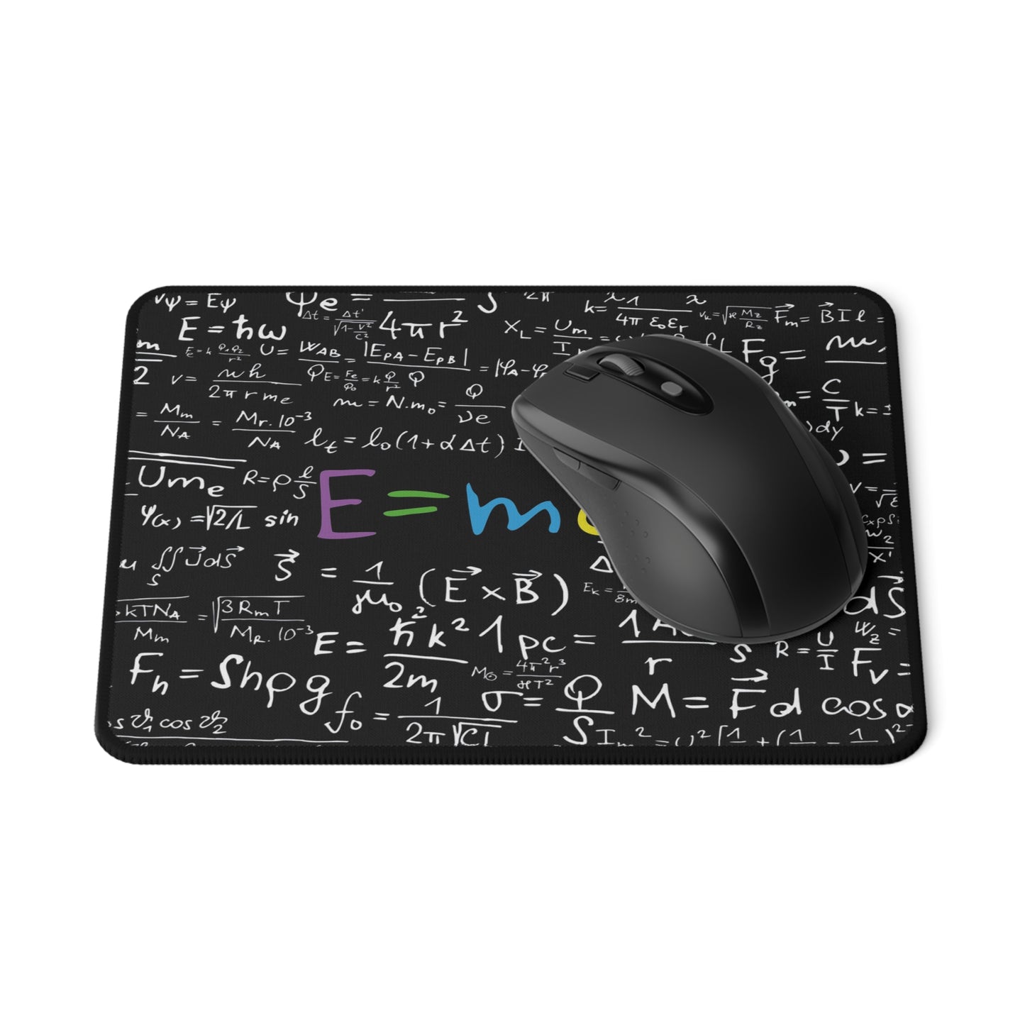 Physics Equations Non-Slip Mouse Pad — E=mc Chalkboard Design