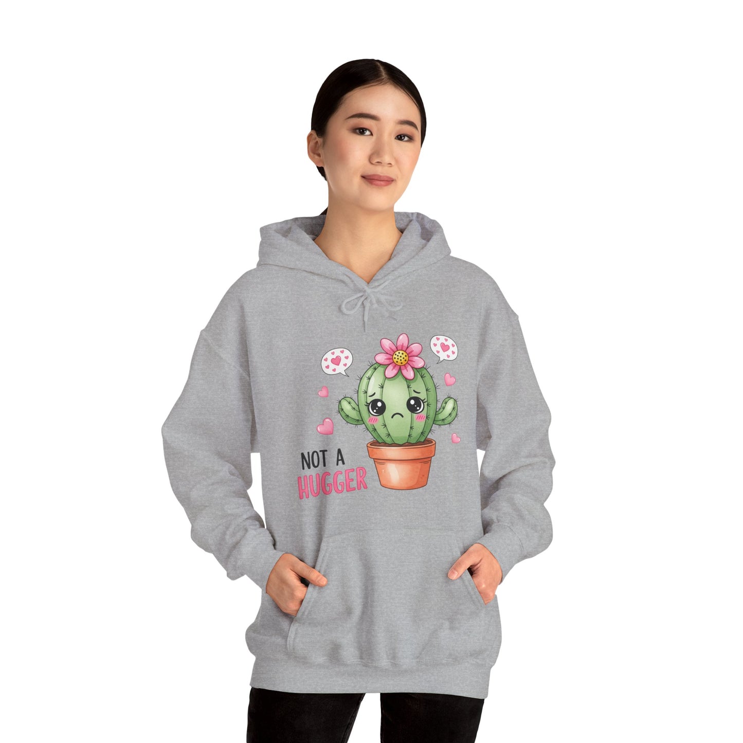 Hoodie — Cute Cactus “Not a Hugger” Graphic Pullover