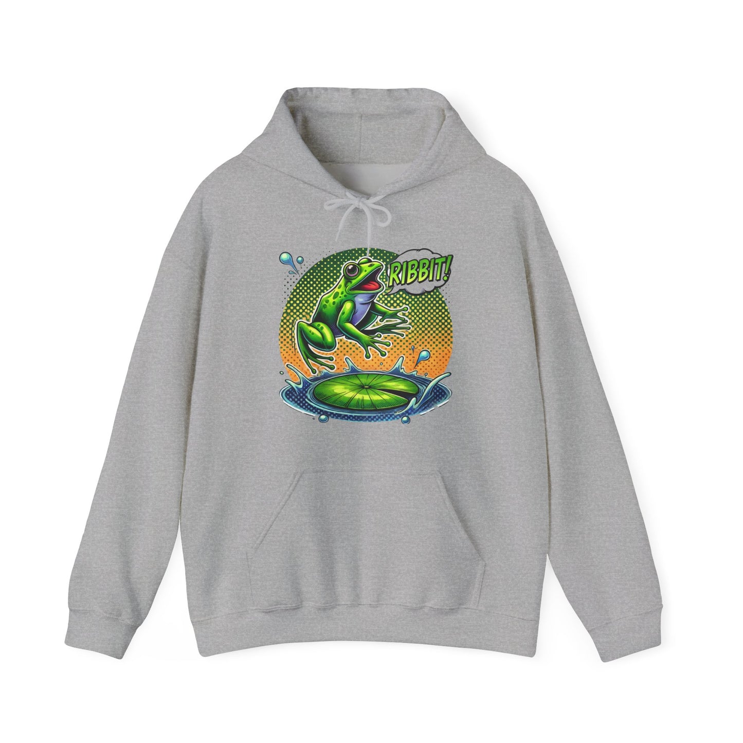 Frog Jump Hoodie – Retro Neon 'Ribbit' Graphic Sweatshirt