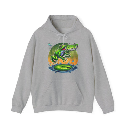Frog Jump Hoodie – Retro Neon 'Ribbit' Graphic Sweatshirt