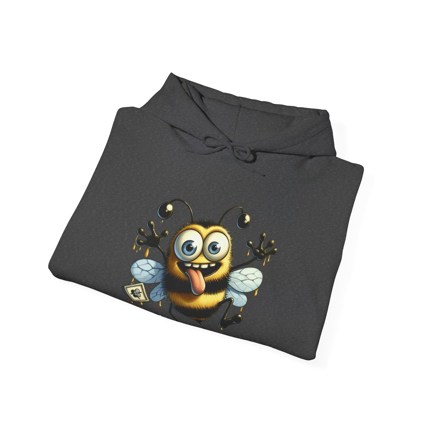 Bee Cartoon Hoodie – Cute Smiling Bee with Honey Jar & Honeycomb Graphic