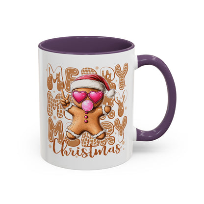 Cute Gingerbread Christmas Mug – Funny Holiday Cookie Cup with Heart Eyes & Bubble Gum