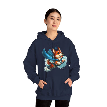 Superhero Corgi Hoodie — Cute Flying Dog Graphic Sweatshirt