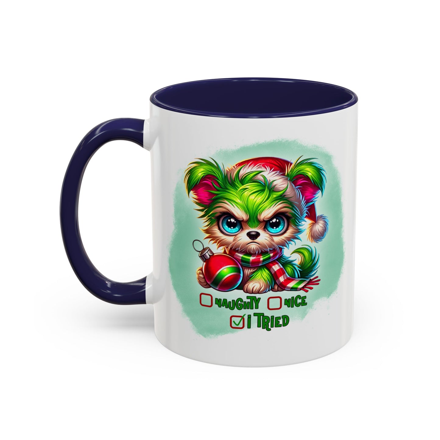 Christmas Bear Accent Coffee Mug — Cute Naughty or Nice Holiday 11/15oz