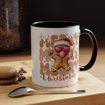 Cute Gingerbread Christmas Mug – Funny Holiday Cookie Cup with Heart Eyes & Bubble Gum