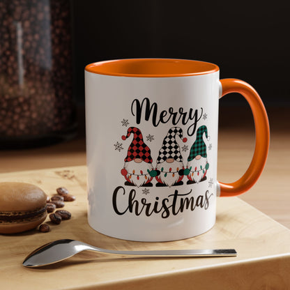 Merry Christmas Gnome Accent Coffee Mug – Holiday 11/15oz Ceramic