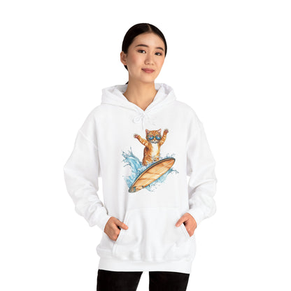 Surfing Cat Hoodie – Cute Surfboard Cat Graphic Pullover