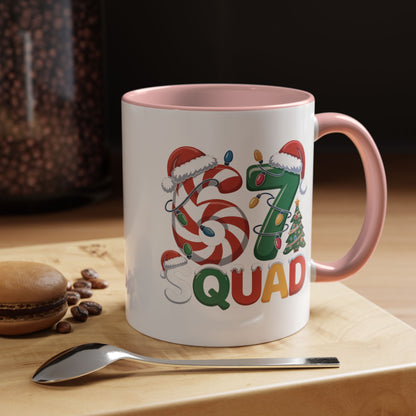Christmas 07 Squad Accent Coffee Mug – Holiday Candy Cane & Santa Hat Design
