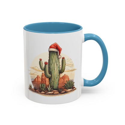 New Year Cactus Mug – Santa Hat Desert Mug – Southwestern Holiday Coffee Cup – Funny Festive Cactus New Year Gift