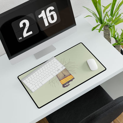 Whimsical Striped Cat Desk Mat — Large Cute Cat Mousepad for Home Office