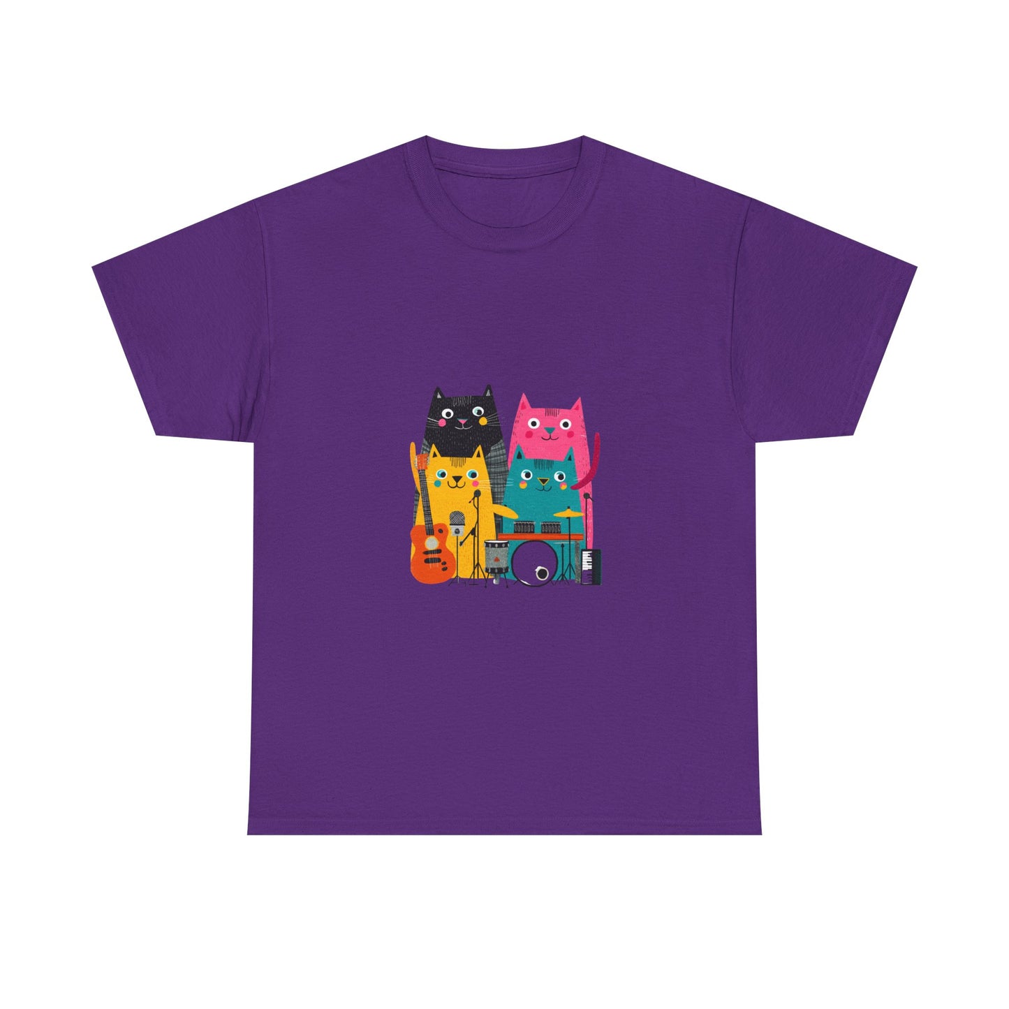 Band Cats T-Shirt – Colorful Cat Music Graphic Tee