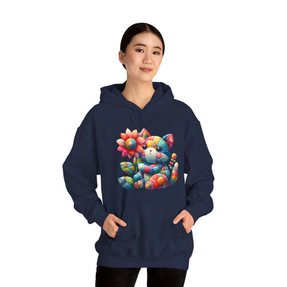 Colorful Floral Cat Hoodie — Cute Rainbow Cat with Flower Graphic