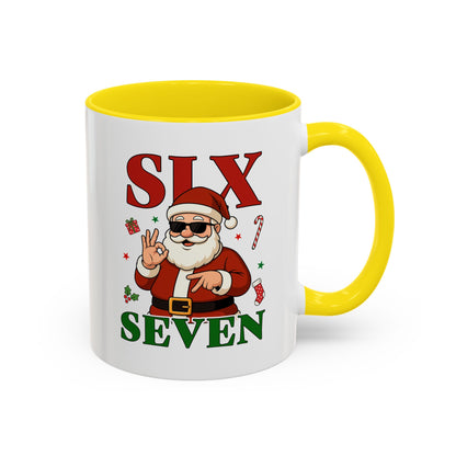 Accent Coffee Mug — 'SLX SEVEN' Cool Santa Christmas Mug (11/15oz)