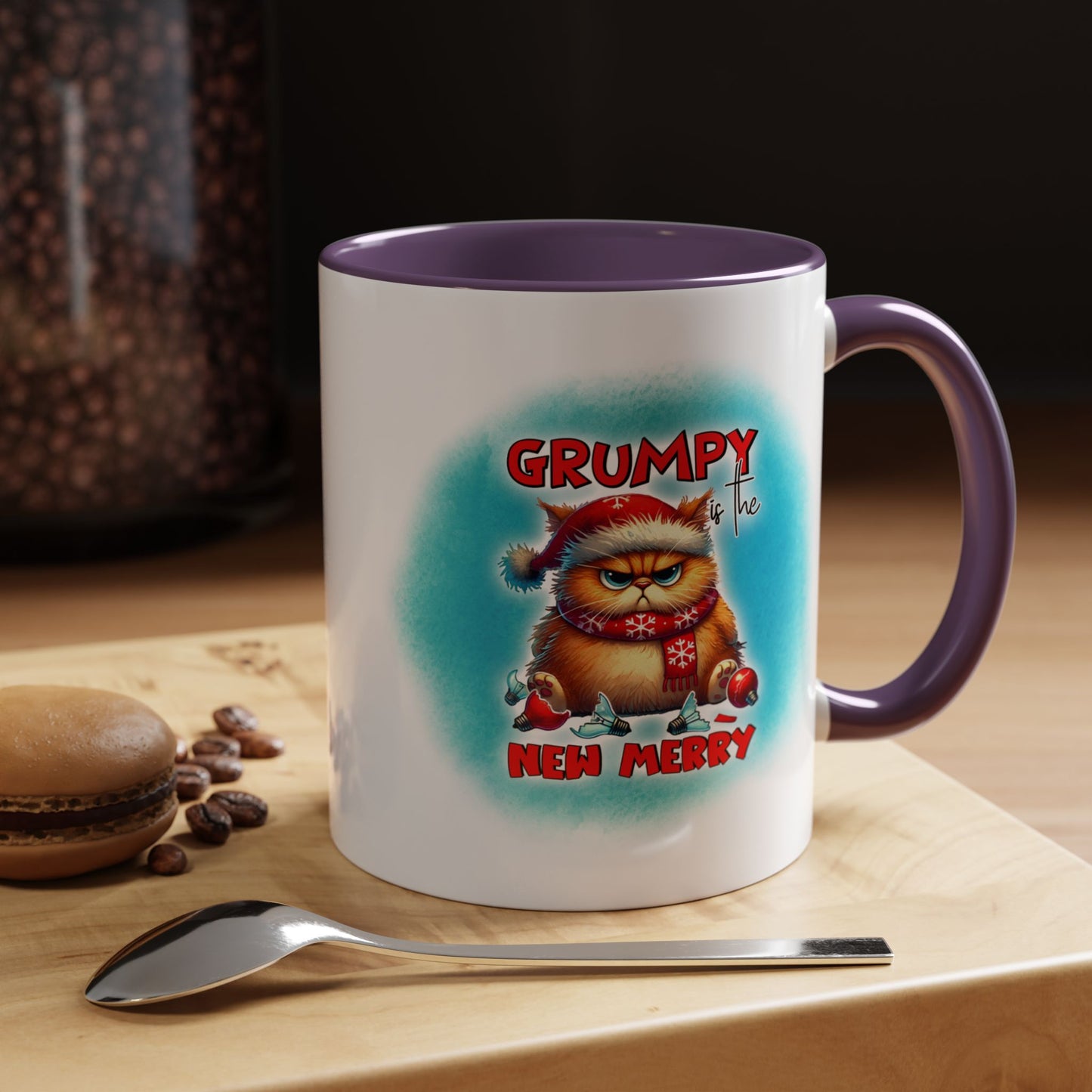 Grumpy But Merry Holiday Cat Accent Coffee Mug (11/15oz)