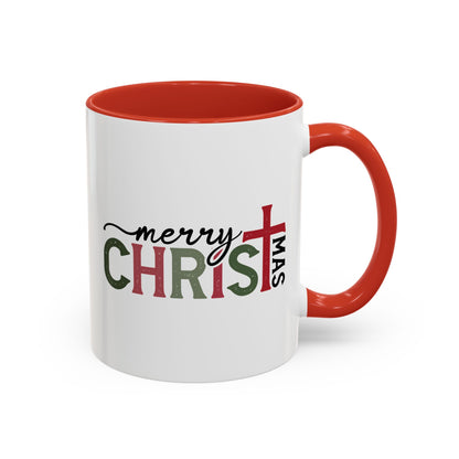 Merry Christmas Accent Coffee Mug - Festive Religious Christmas New Year Gift (11/15oz)