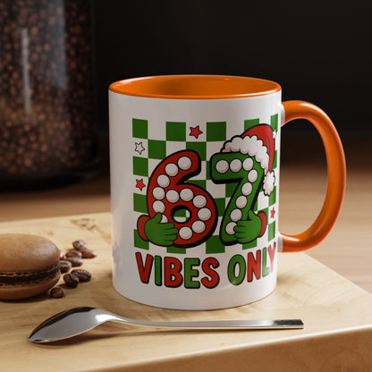 67 Vibes Only Christmas Coffee Mug — Festive Retro Numbering Holiday Mug