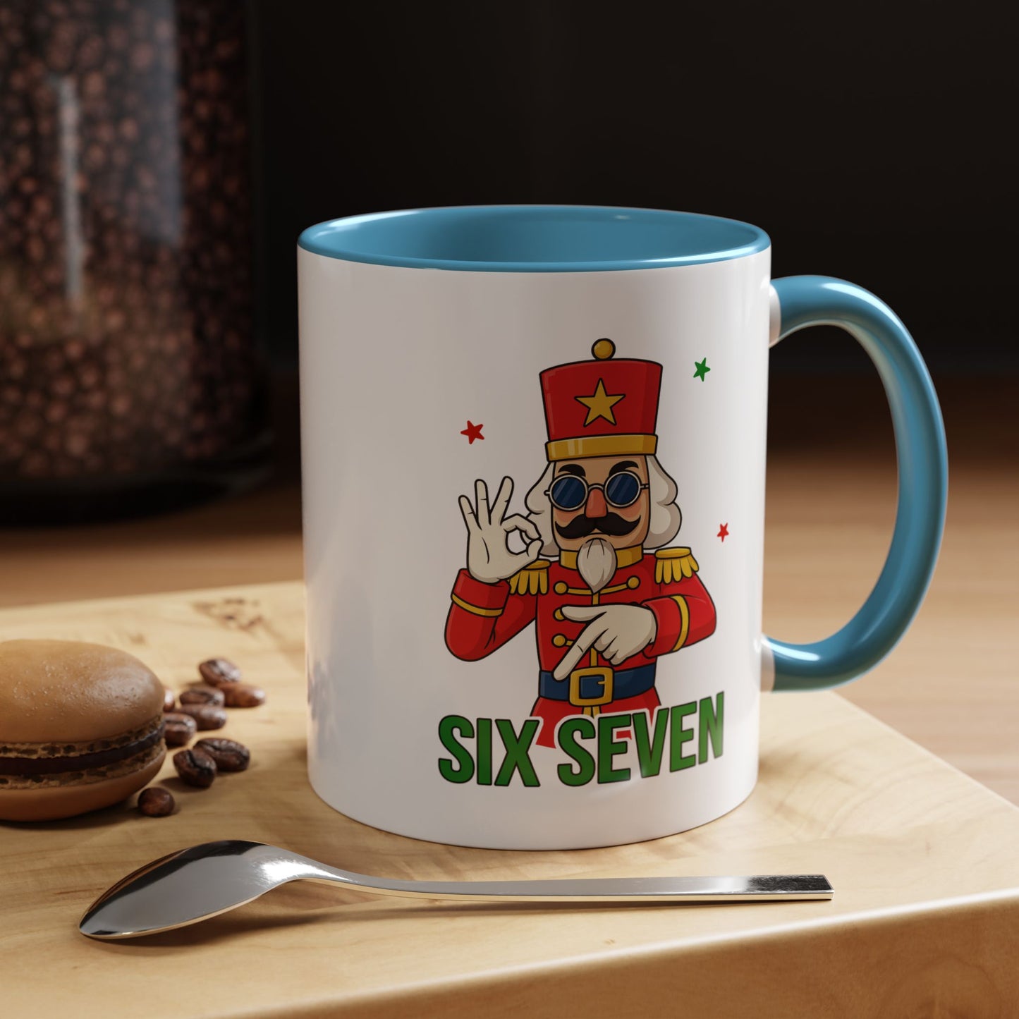 Six Seven Nutcracker Coffee Mug — Holiday Military Band Graphic Accent Mug (11/15oz)
