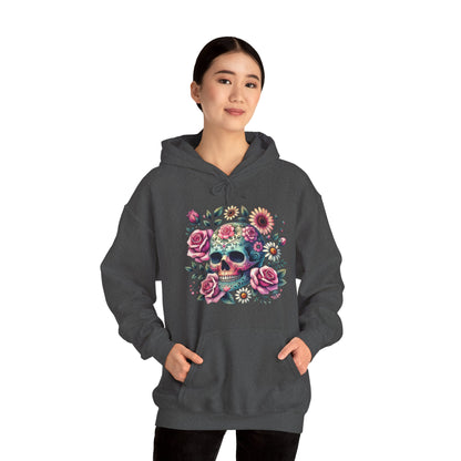 Floral Sugar Skull Hoodie — Day of the Dead Skull & Roses Pullover
