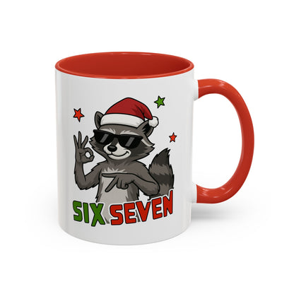 Christmas Raccoon Coffee Mug — 'Six Seven' Holiday Accent Mug (11/15 oz)