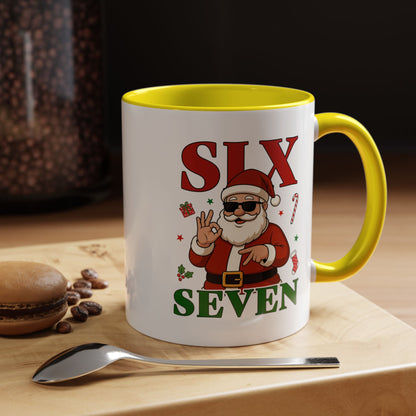 Accent Coffee Mug — 'SLX SEVEN' Cool Santa Christmas Mug (11/15oz)