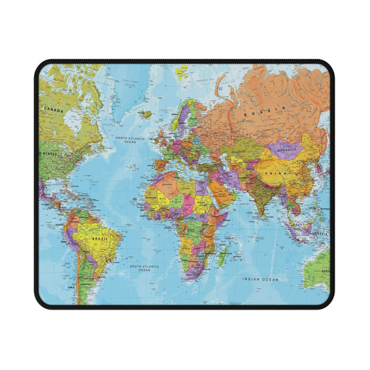 World Map Non‑Slip Mouse Pad — Vintage Political Map Gaming Desk Pad