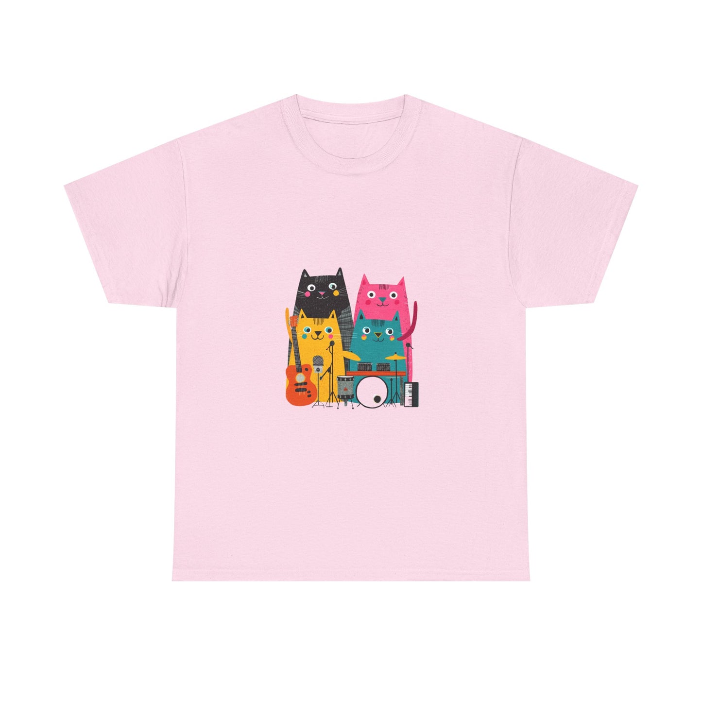 Band Cats T-Shirt – Colorful Cat Music Graphic Tee