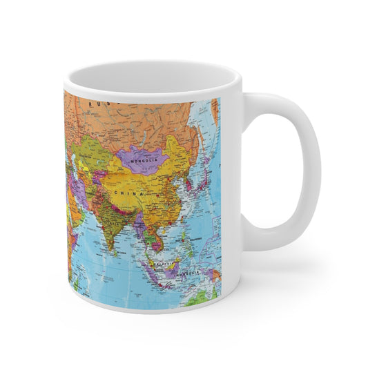 World Map Mug Colorful Geography Coffee Mug