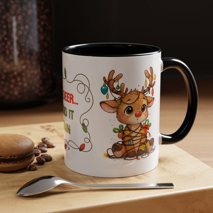 Oh Deer I Did It Again – Cute Christmas Reindeer Mug, Holiday Lights Coffee Cup (11oz/15oz)