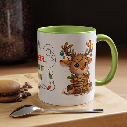 Oh Deer I Did It Again – Cute Christmas Reindeer Mug, Holiday Lights Coffee Cup (11oz/15oz)
