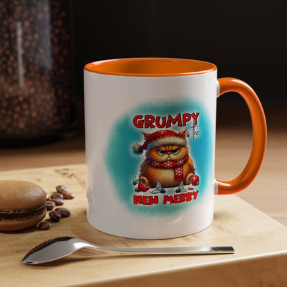Grumpy But Merry Holiday Cat Accent Coffee Mug (11/15oz)