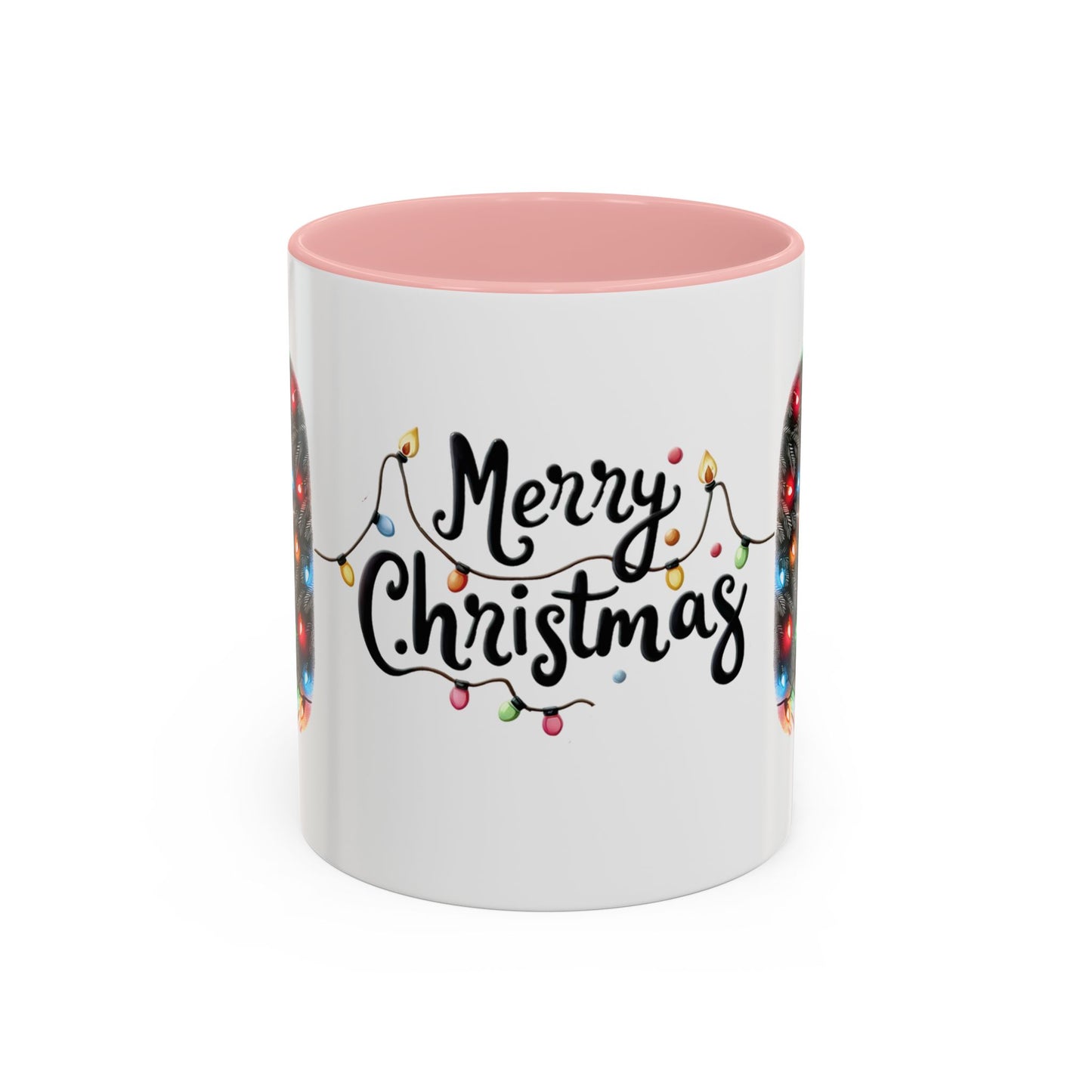 Merry Christmas Cat Mug – Cute Black Cat with Christmas Lights – Holiday Coffee Cup Gift for Cat Lovers