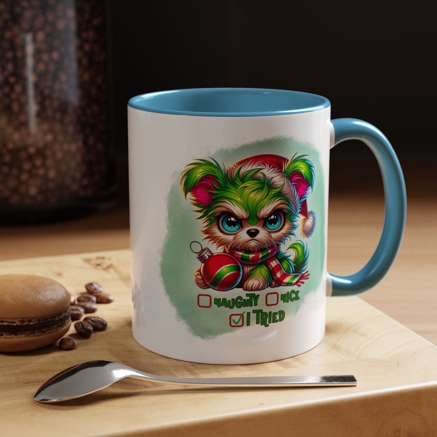 Christmas Bear Accent Coffee Mug — Cute Naughty or Nice Holiday 11/15oz