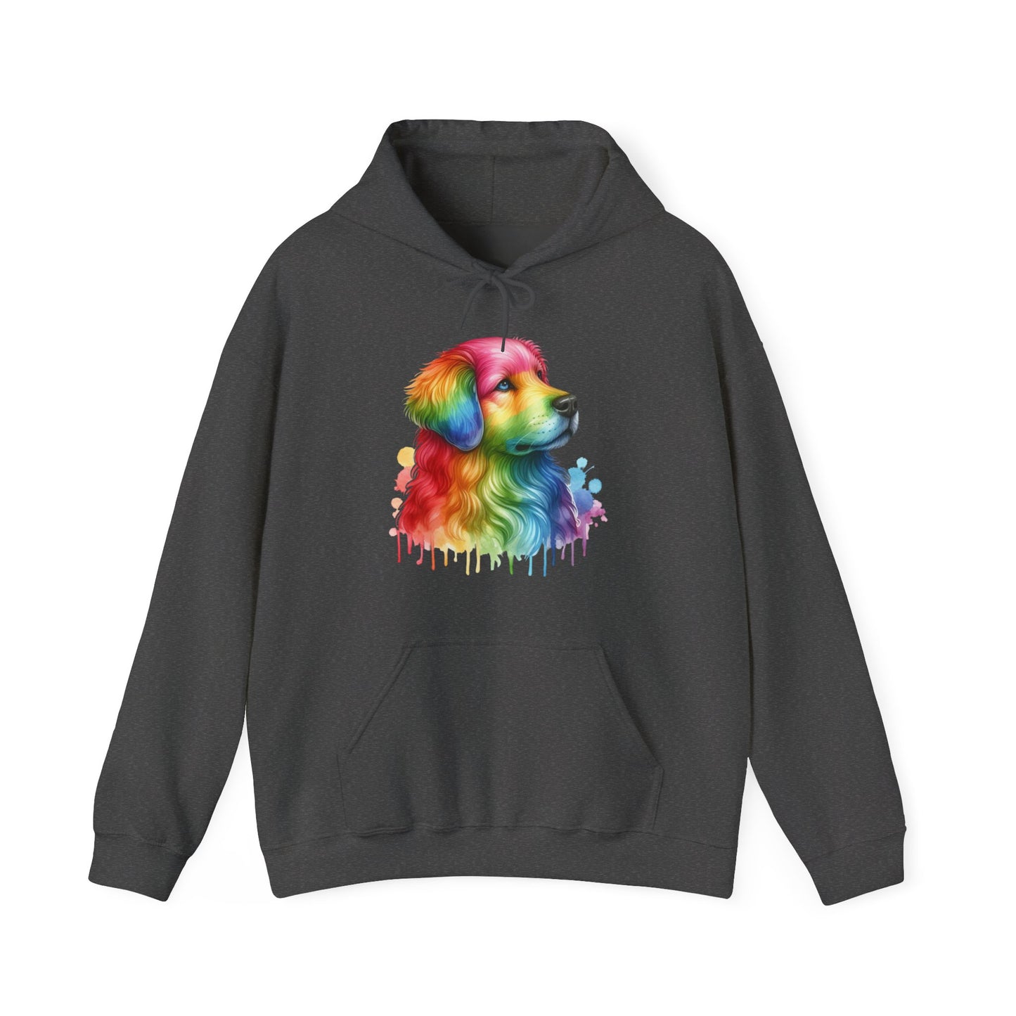 Rainbow Golden Retriever Hoodie — Colorful Drip Dog Portrait Sweatshirt