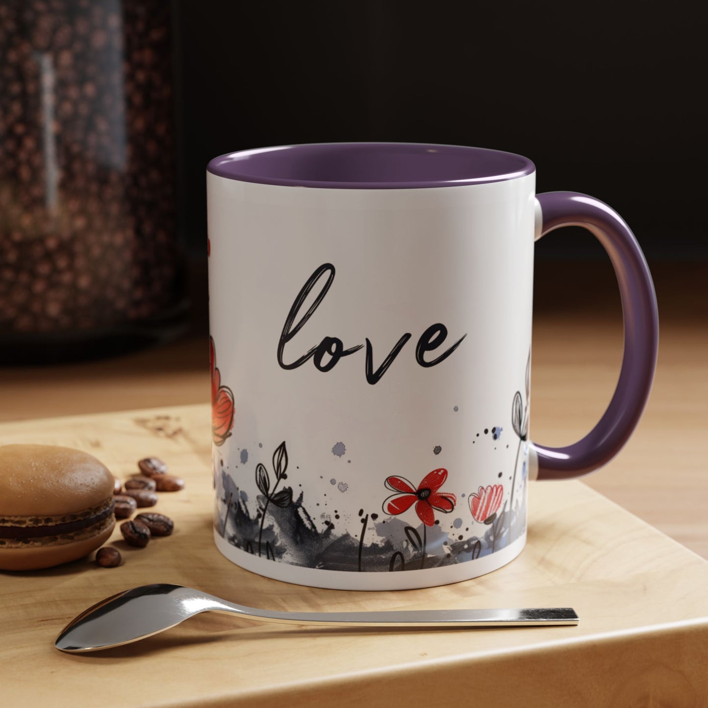 Cute Love Girl Mug – Romantic Flower Illustration Coffee Cup