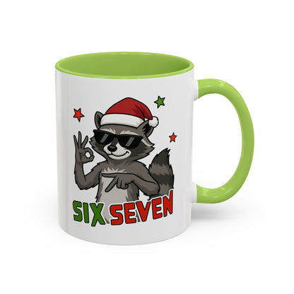 Christmas Raccoon Coffee Mug — 'Six Seven' Holiday Accent Mug (11/15 oz)