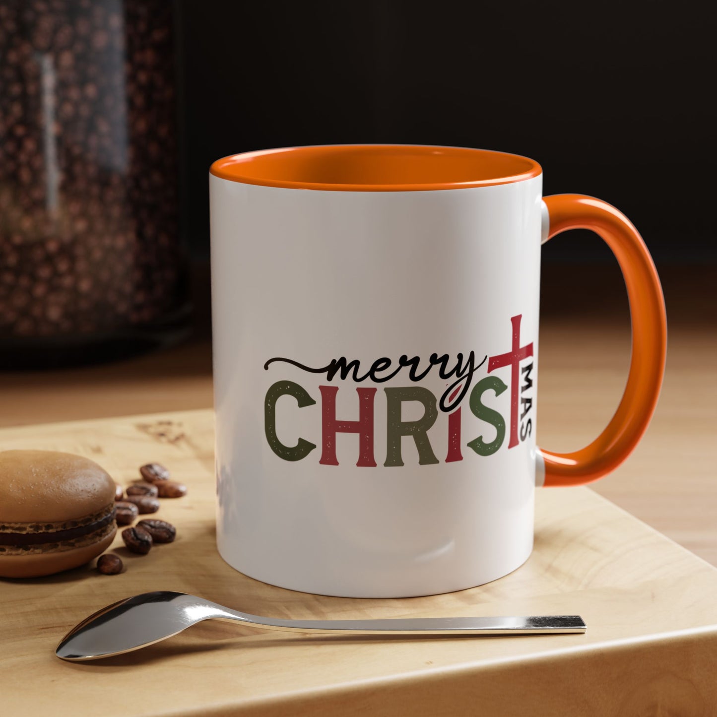 Merry Christmas Accent Coffee Mug - Festive Religious Christmas New Year Gift (11/15oz)