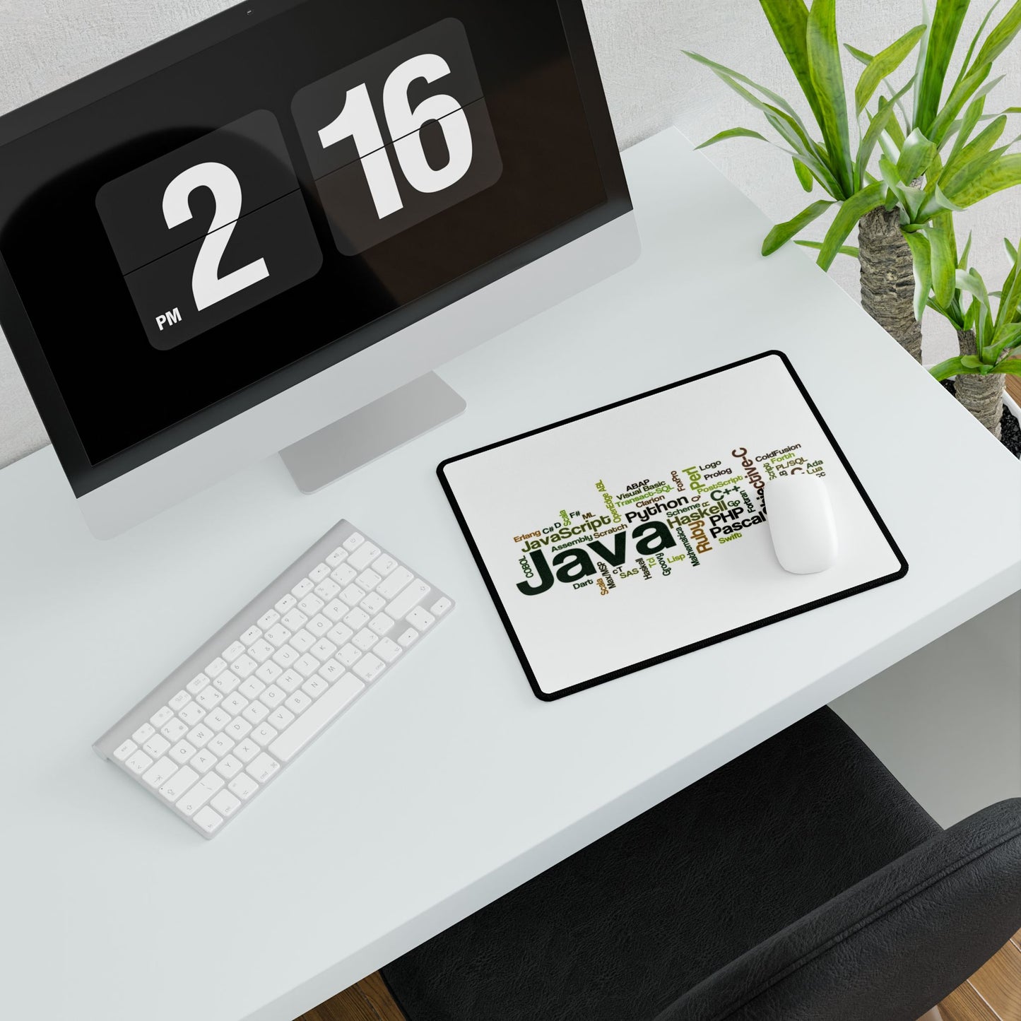 Programming Languages Word Cloud Desk Mat — Java, Python, C++ Keyboard Mouse Pad for Developers