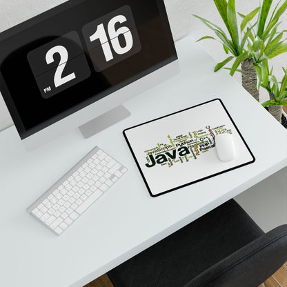Programming Languages Word Cloud Desk Mat — Java, Python, C++ Keyboard Mouse Pad for Developers