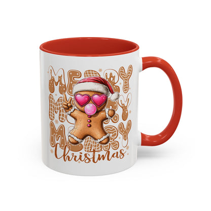 Cute Gingerbread Christmas Mug – Funny Holiday Cookie Cup with Heart Eyes & Bubble Gum